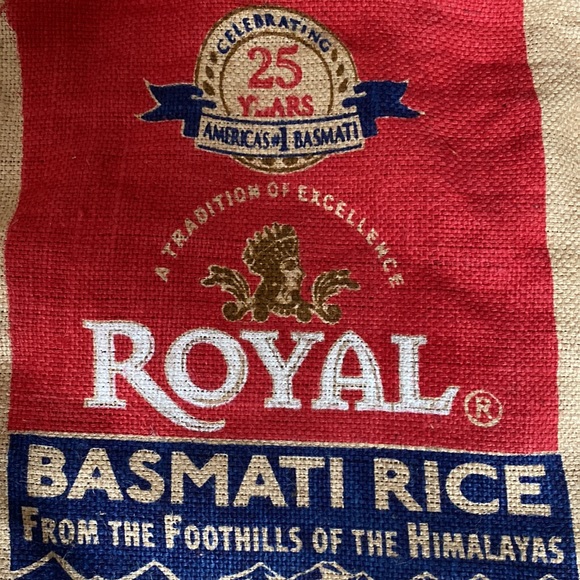 2 SET Large Woven Burlap Zippered Bag Tote with Handles Royal Basmati Rice Bag - Picture 7 of 10